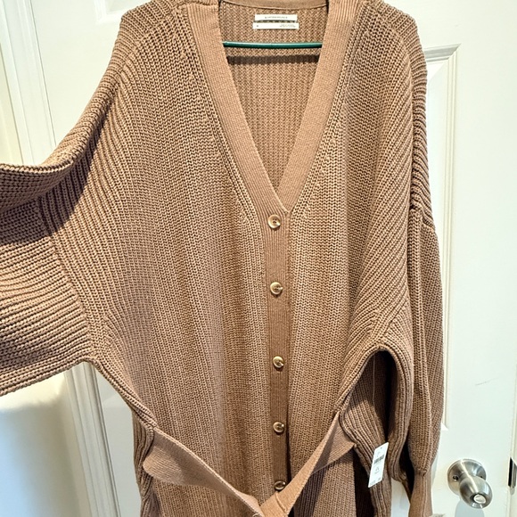 NWT By Anthropologie 2X Plus Long-Sleeve Belted Cardigan Rhyme Sweater Dress - Picture 6 of 11